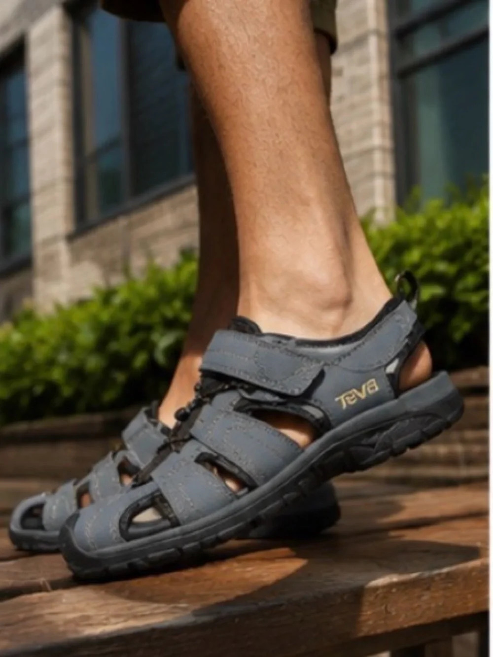 Teva Men's Gray Closed-Toe Outdoor Sandals with Secure Straps